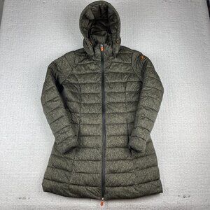 Save The Duck Womens Ultra Light Jacket Dark Green Puffer Size 2 Hooded